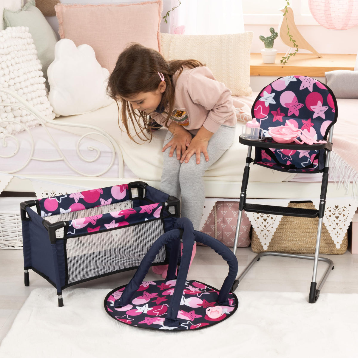 Bayer Real Life Baby Doll navy storage bag keeps accessories organized