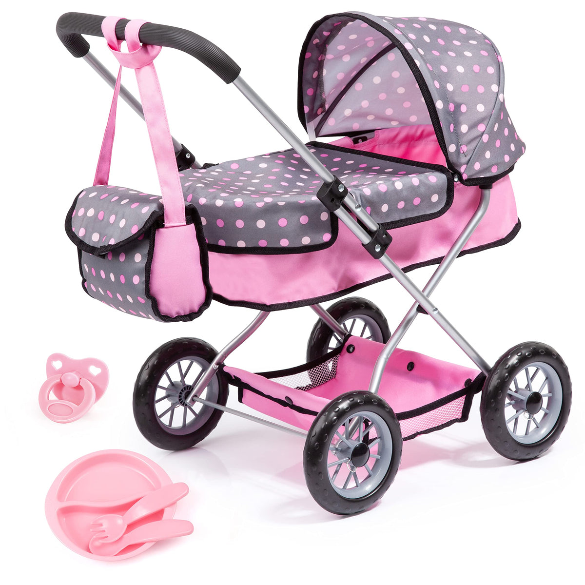 Bayer Smarty modern doll pram main view showcases a chic, durable design for 18-inch dolls.