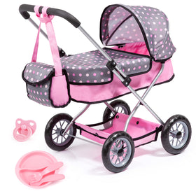 Bayer Smarty modern doll pram main view showcases a chic, durable design for 18-inch dolls.