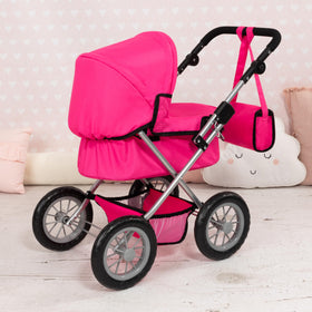 Bayer Trendy Doll Stroller storage basket keeps accessories organized.