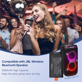 Bayhon J20-H high-capacity battery powers Club 120 with up to 12 hours of playtime.
