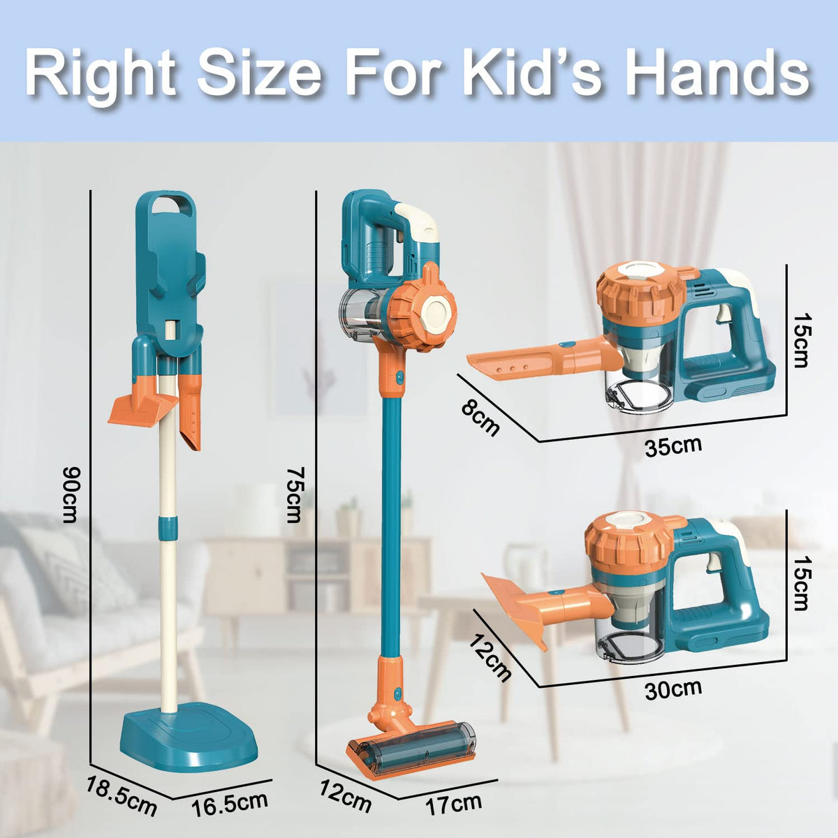 Baymi 3-in-1 kids vacuum includes batteries hinting at real-world use.