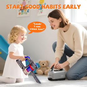 Baymi 3-in-1 kids vacuum storage rack keeps accessories organized during play