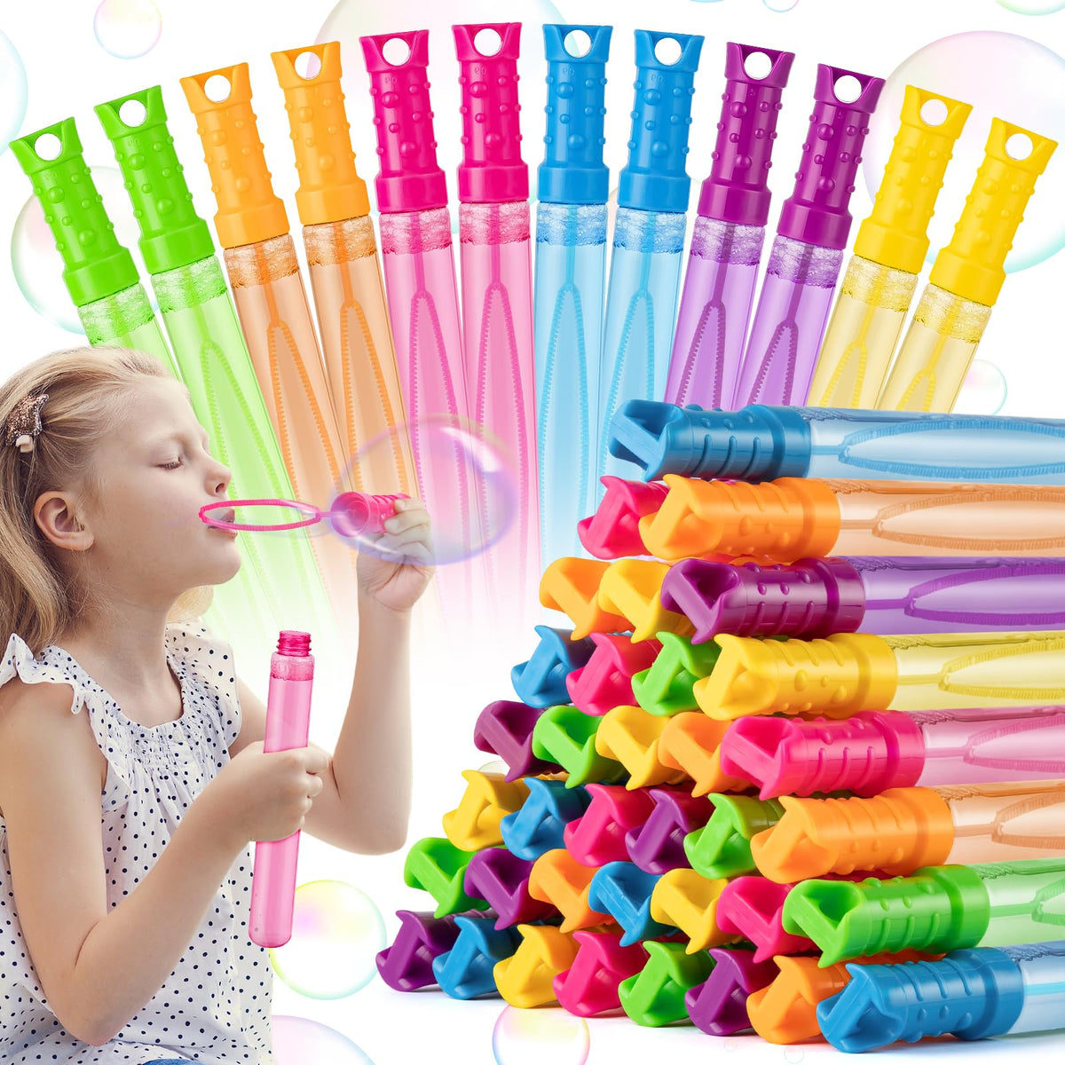 BAYSING 60-pack big bubble wands in bright colors for outdoor play