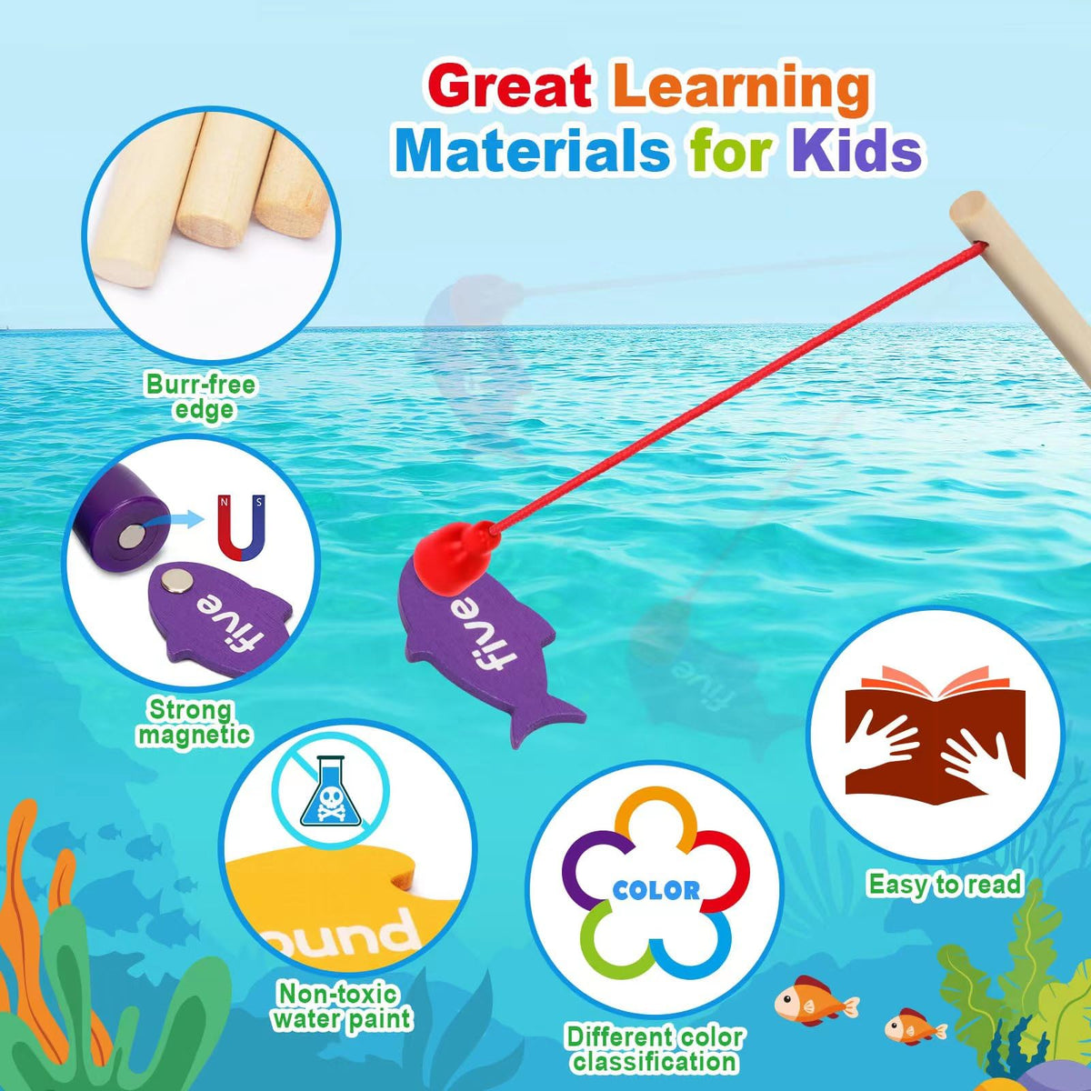BAYSING natural pine wood design with non-toxic colors for safe play.