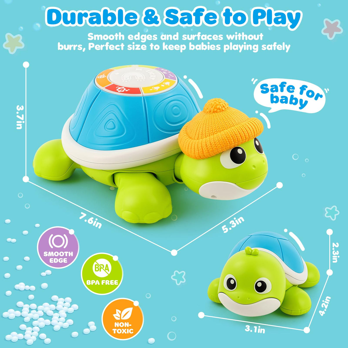 BAYSING turtle with soft lights and music for sensory play