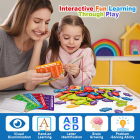 BAYSING wooden fishing poles for interactive word hunting and play.