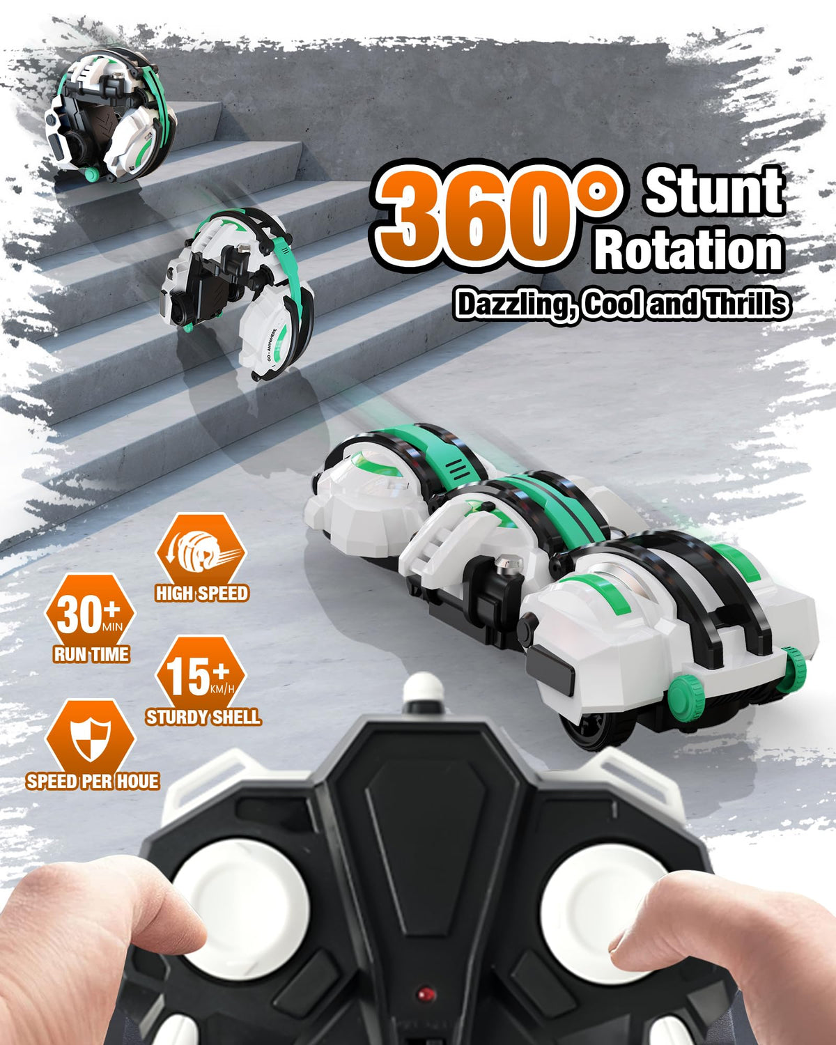 BAZADER remote control lets you switch to ball mode for versatile play.