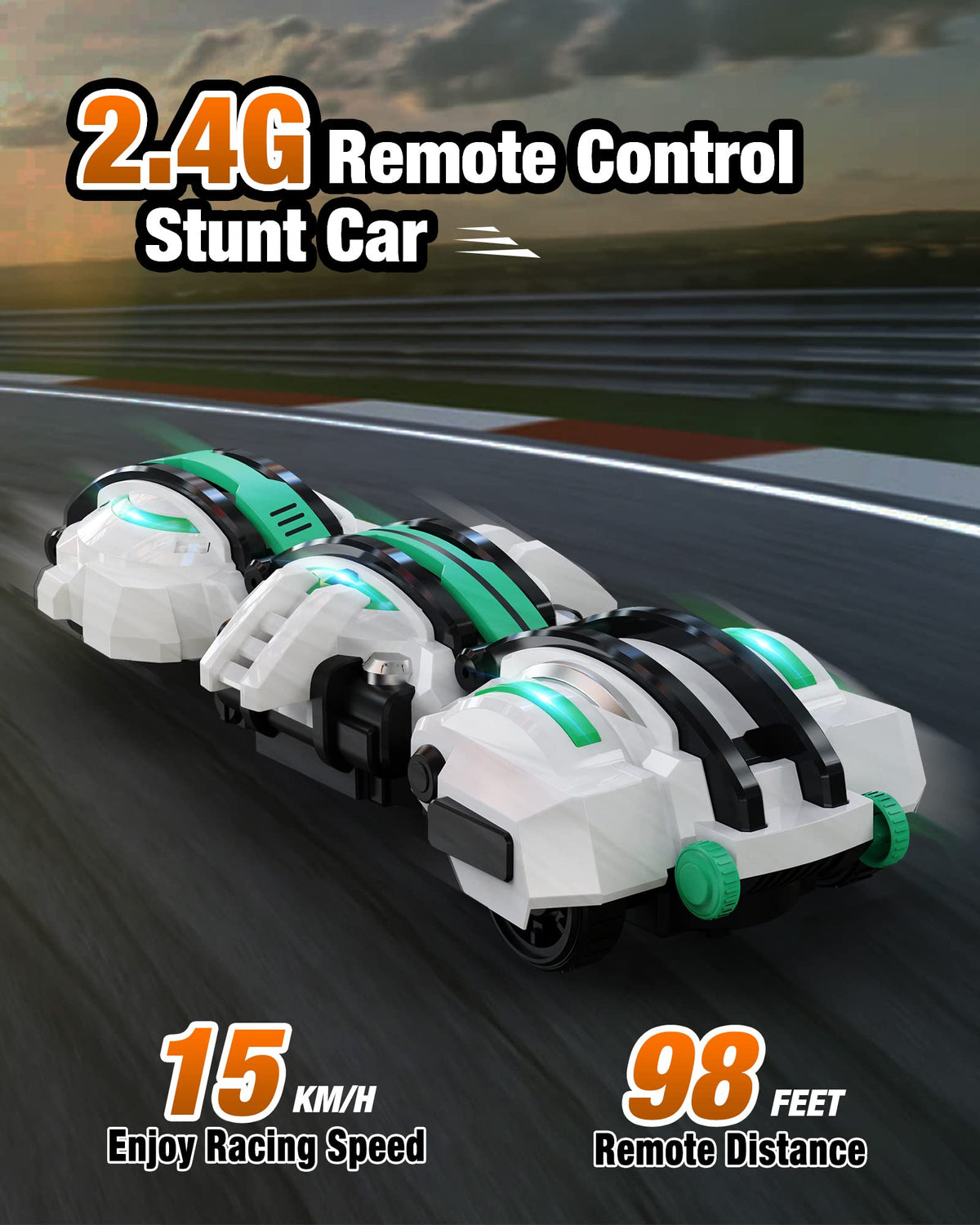 BAZADER car includes two rechargeable batteries for longer play sessions.