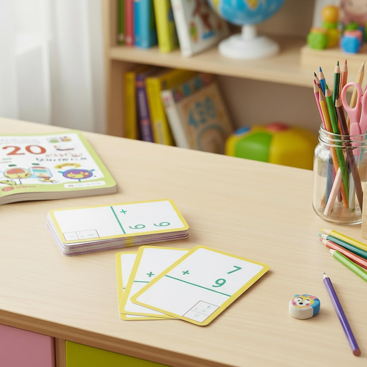 BAZIC Products addition flash cards boxed set with storage and accessories