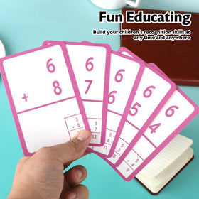 BAZIC Products addition flash cards in use during timed practice at home