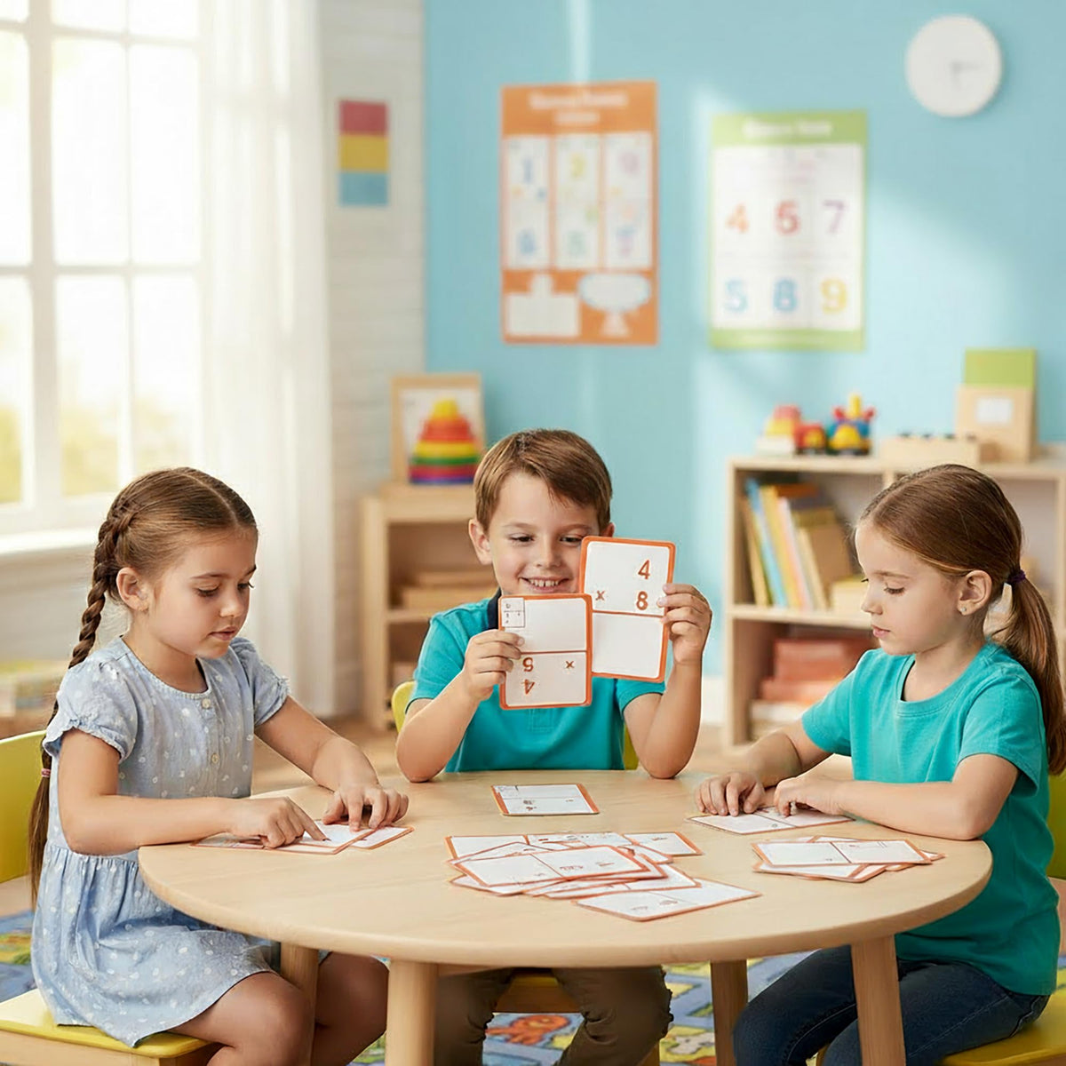 Bazic Products multiplication cards designed for ages 8 and up, ideal for at-home practice.