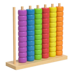 Bazuo color-matching puzzle rack with natural wood base for durable family-friendly play.