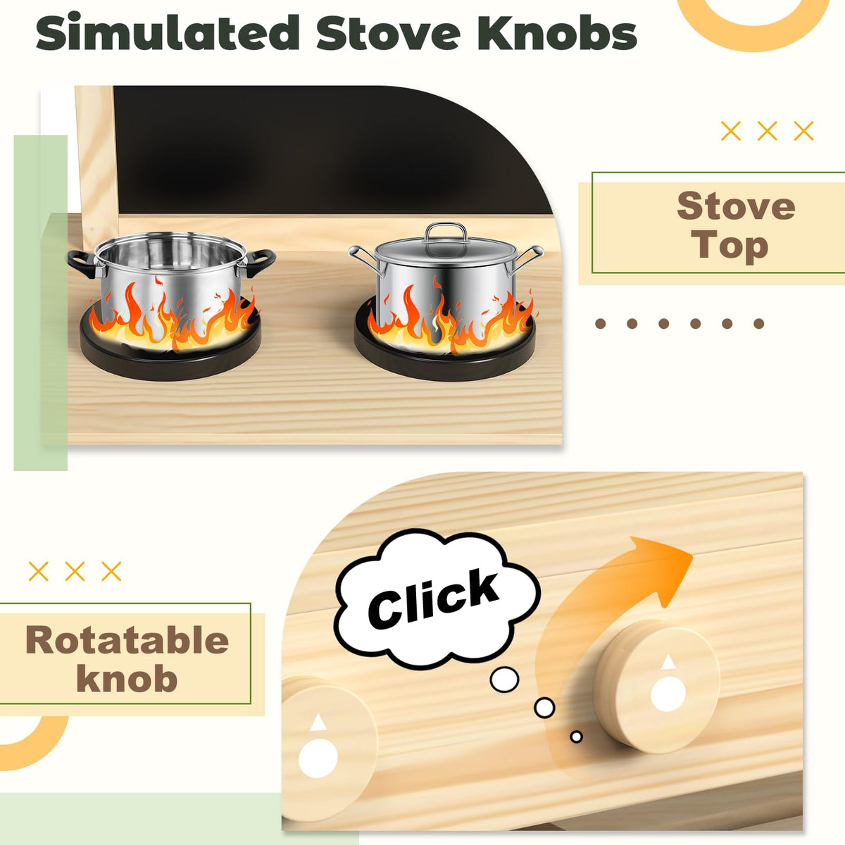bbgroundgrm pretend stovetops with clickable knobs inspire imaginative cooking play.