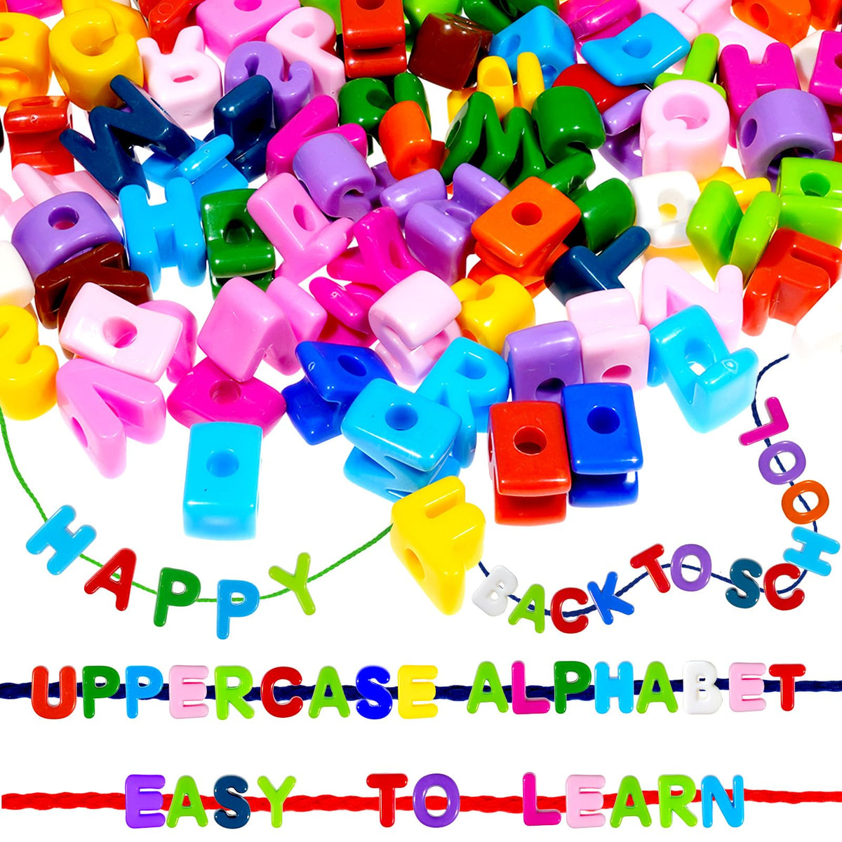 Bbiamsleep colorful lacing letters beads set for hands-on spelling fun