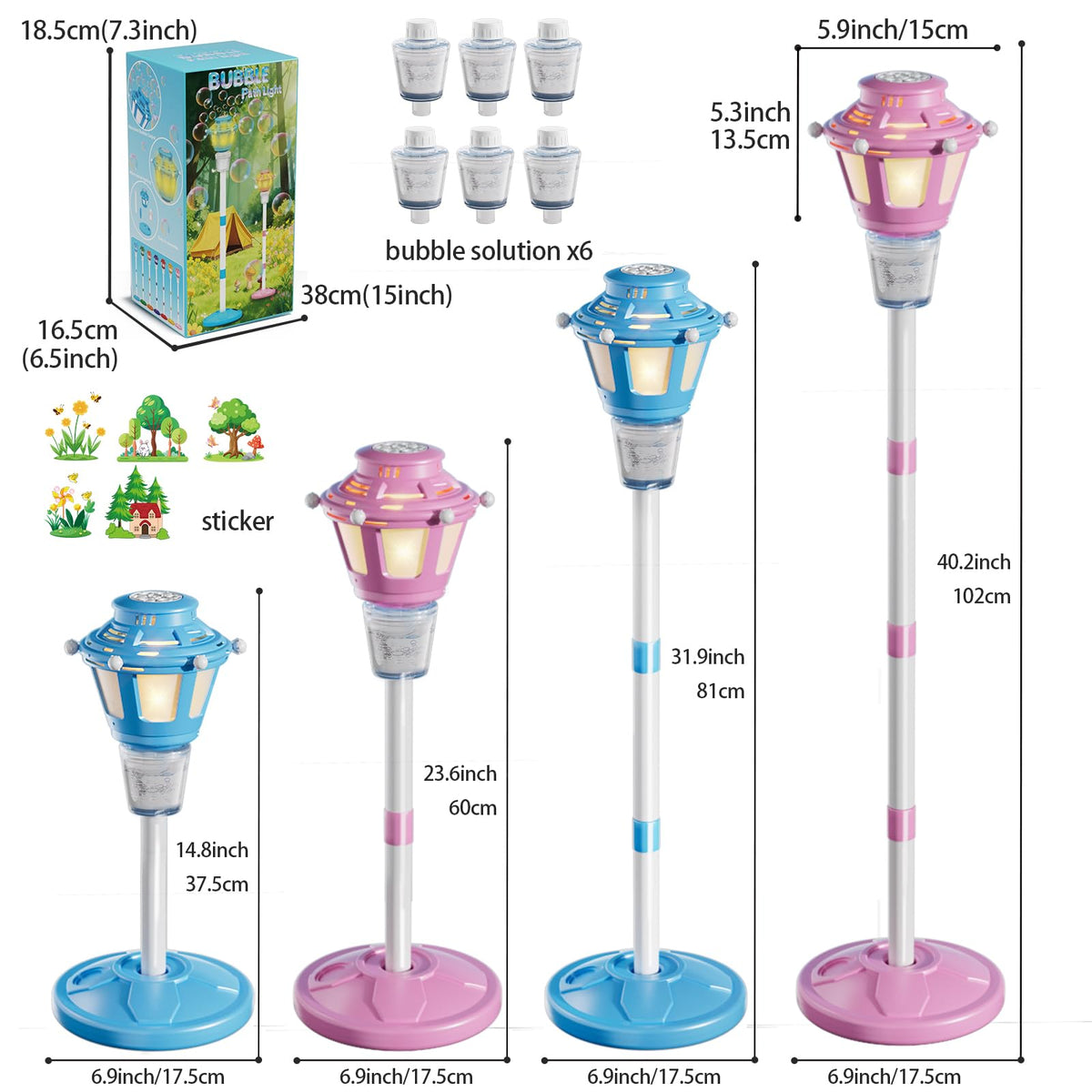 BBnote blue street lamp bubble machine adds music and light for events