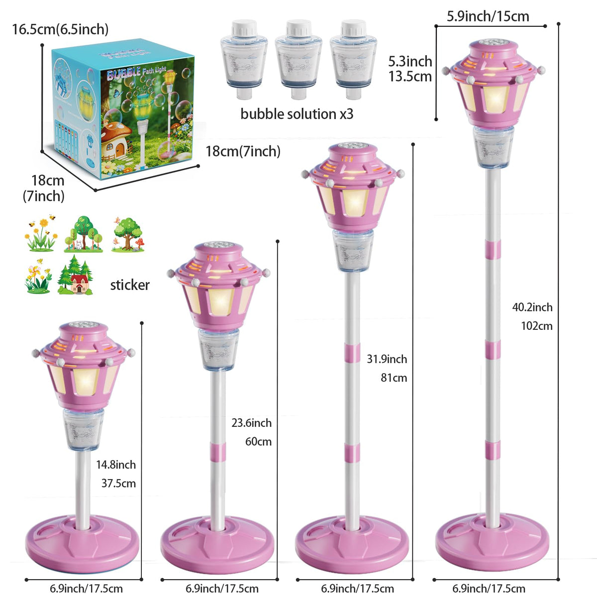 BBnote Street Lamp Bubble Machine with removable top wand for quick bubbles