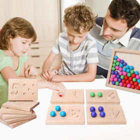 BBtinker kid-friendly beech wood set for early math exploration.