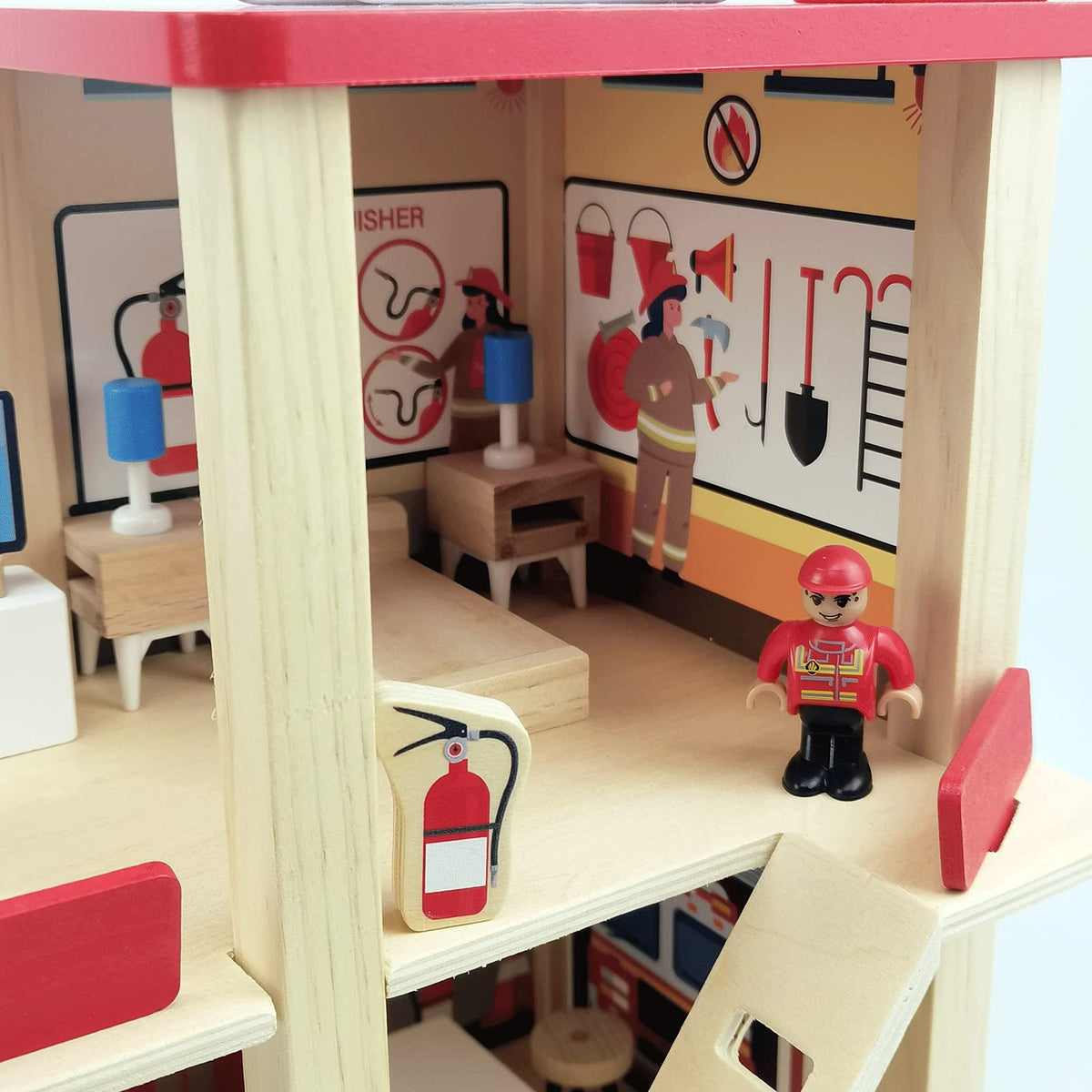 BBtinker Fire Station Playset side view showing accessible, collaborative design