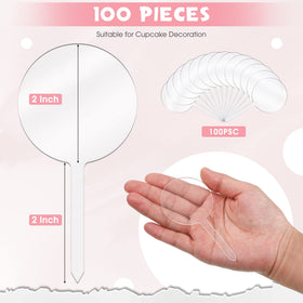 BBTO clear 2-inch round toppers ideal for DIY cake decor.