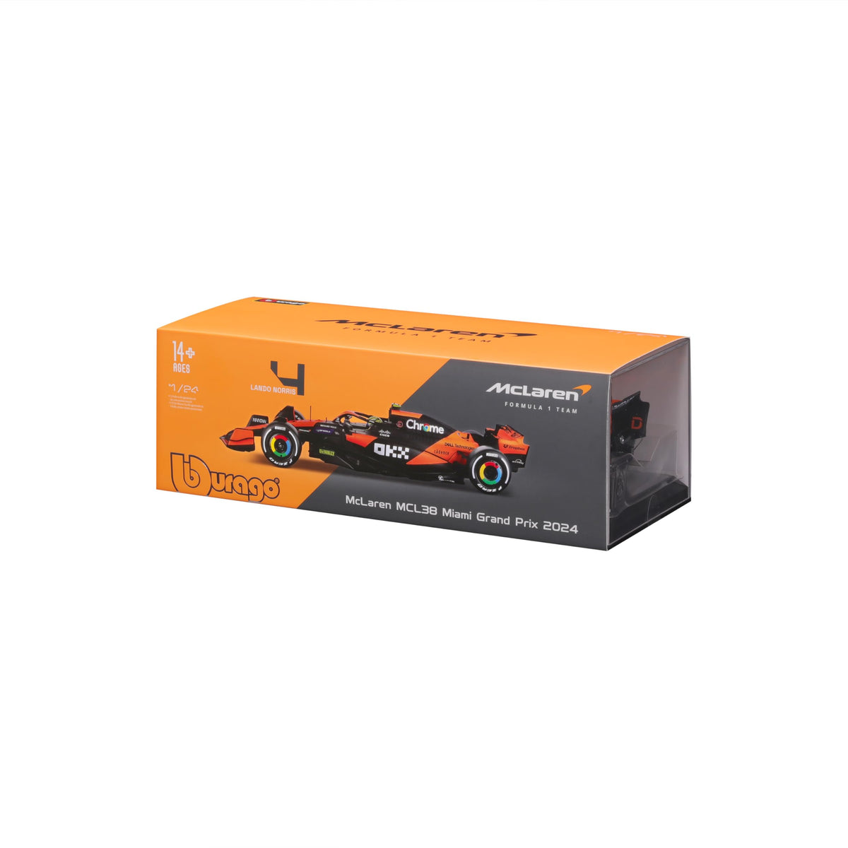Bburago 1:24 McLaren MCL38 acrylic box included for protection.