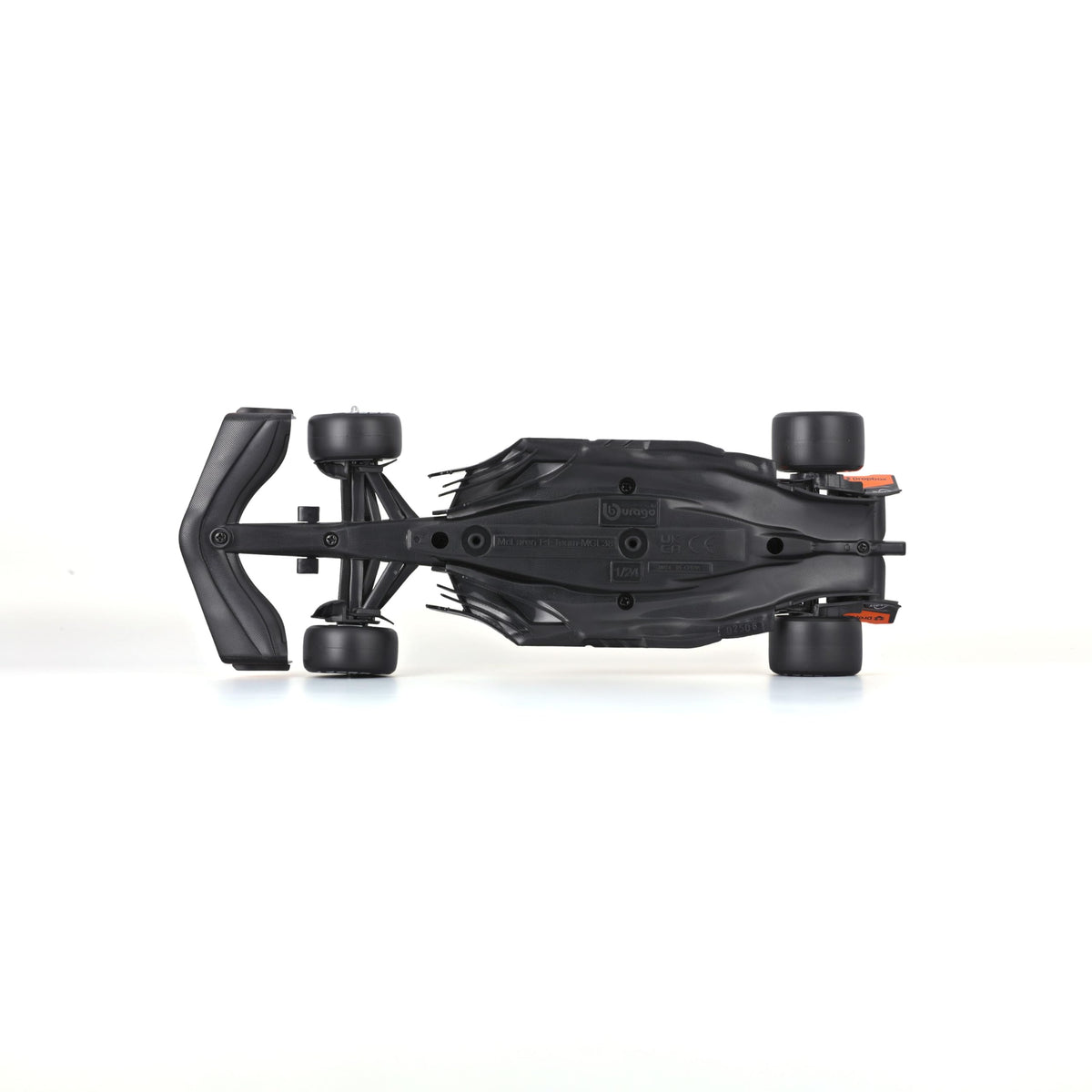 Bburago 1:24 McLaren MCL38 side profile suited for collector display.