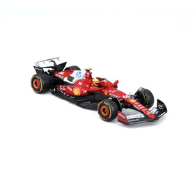 BBurago Ferrari 2025 season car with helmet, rear view, highlights back detailing.