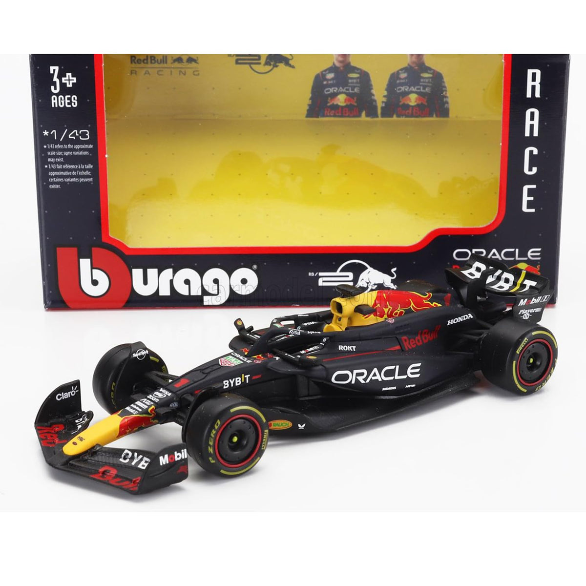 BBurago Red Bull RB20 1/43 side-view model with authentic detailing.