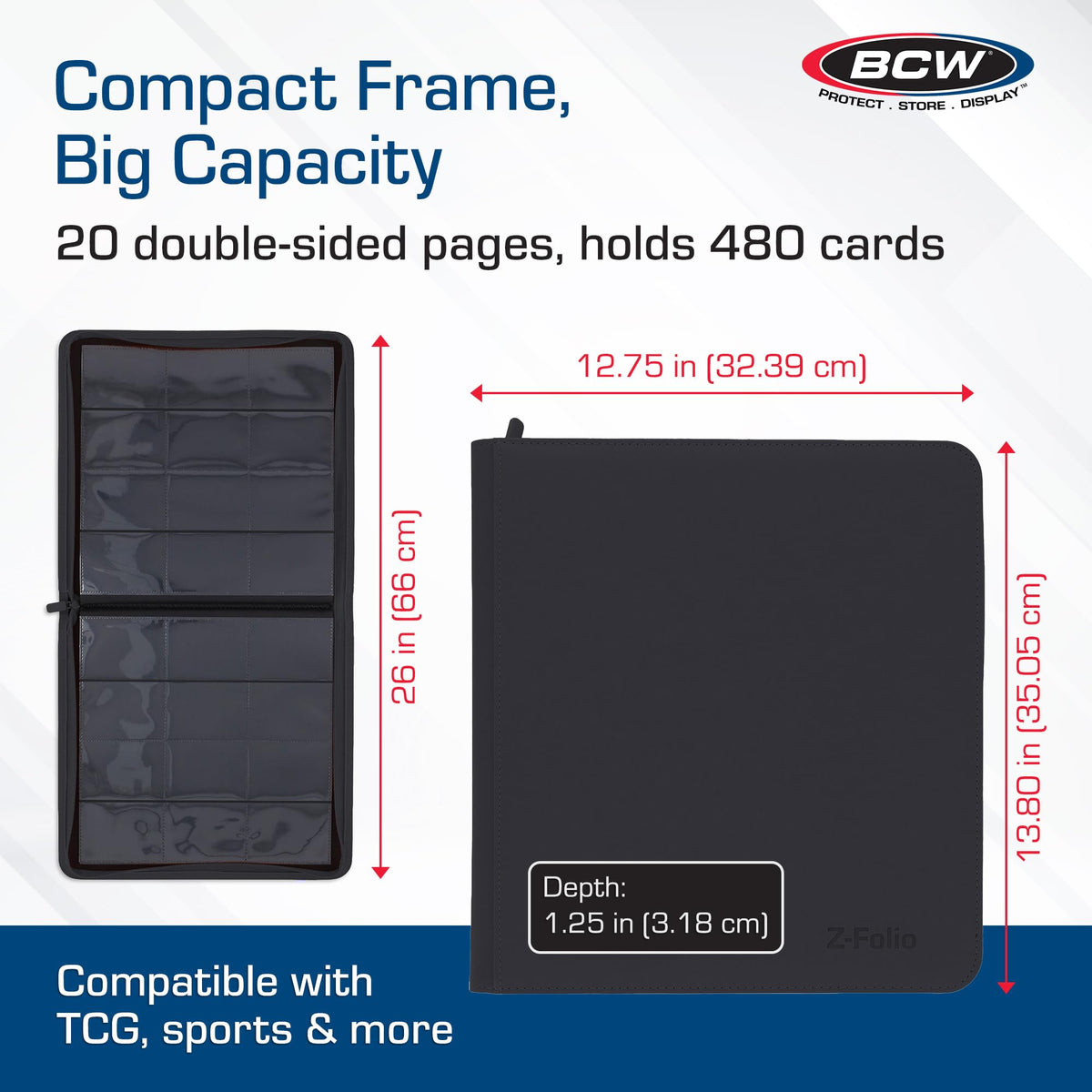 BCW 12-pocket sleeves inside show double-sided archival-safe pages for card preservation.