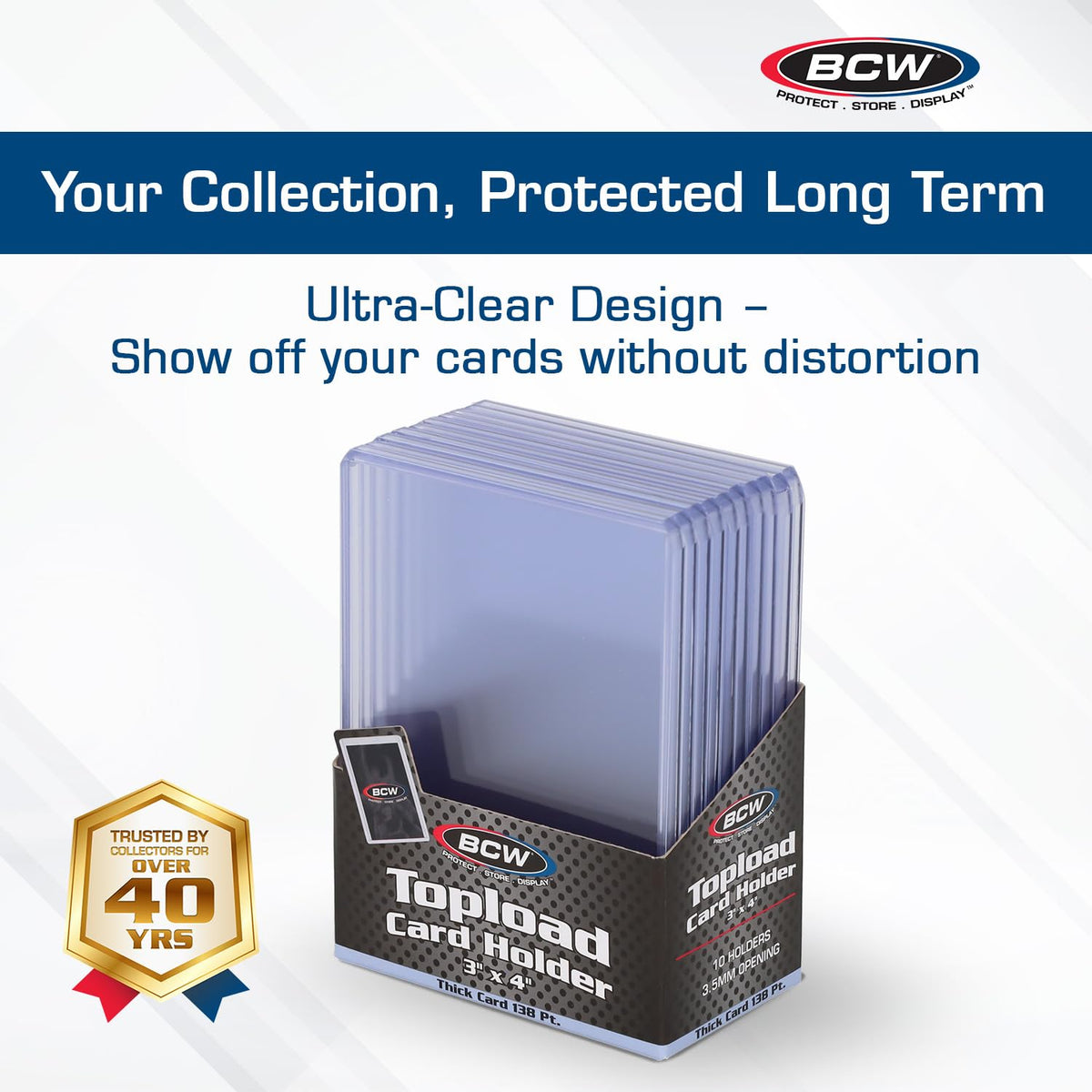 BCW 138PT Thick Topload Holder side opening eases top-loading and handling.