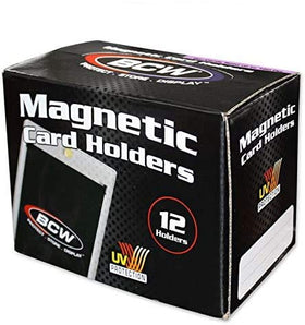 BCW 180pt magnetic card holders 12-pack with clear sleeves for standard cards.