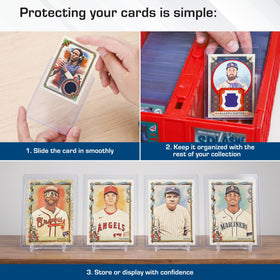 BCW 59PT thick top loader 3x4 external size keeps cards visible.