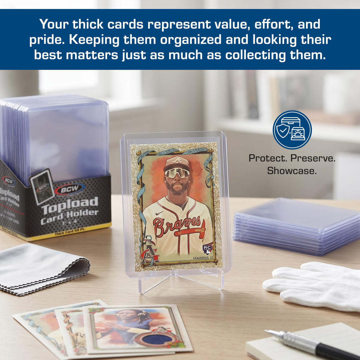 BCW 59PT thick top loader crystal-clear display highlights autographs.