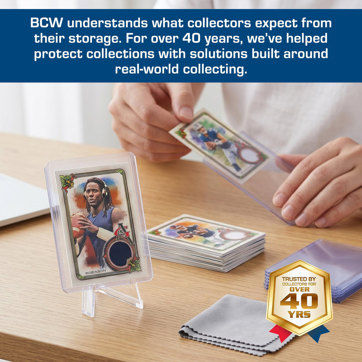 BCW 59PT thick top loader rigid PVC case protects memorabilia.