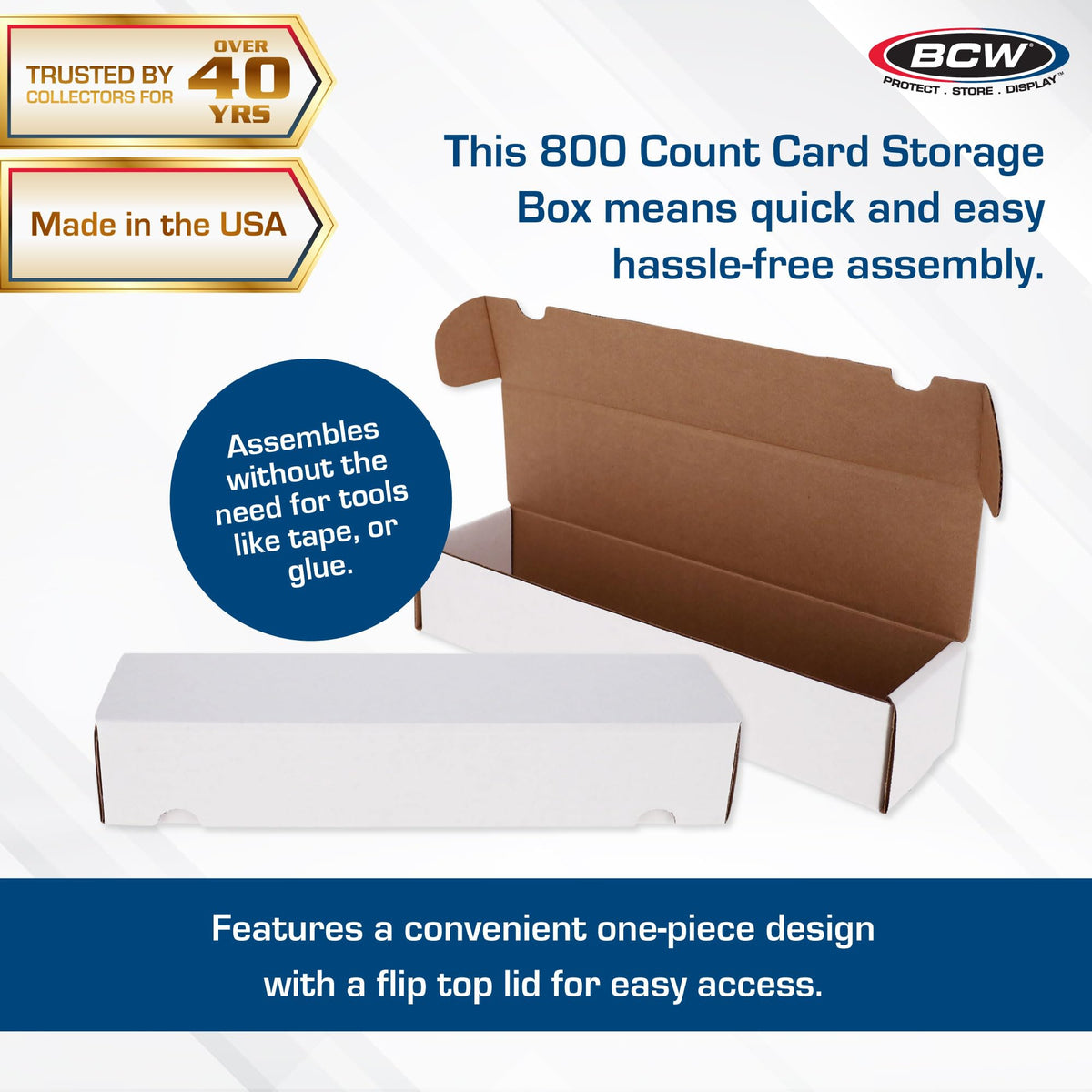 BCW 800ct box with lid open showing interior storage space