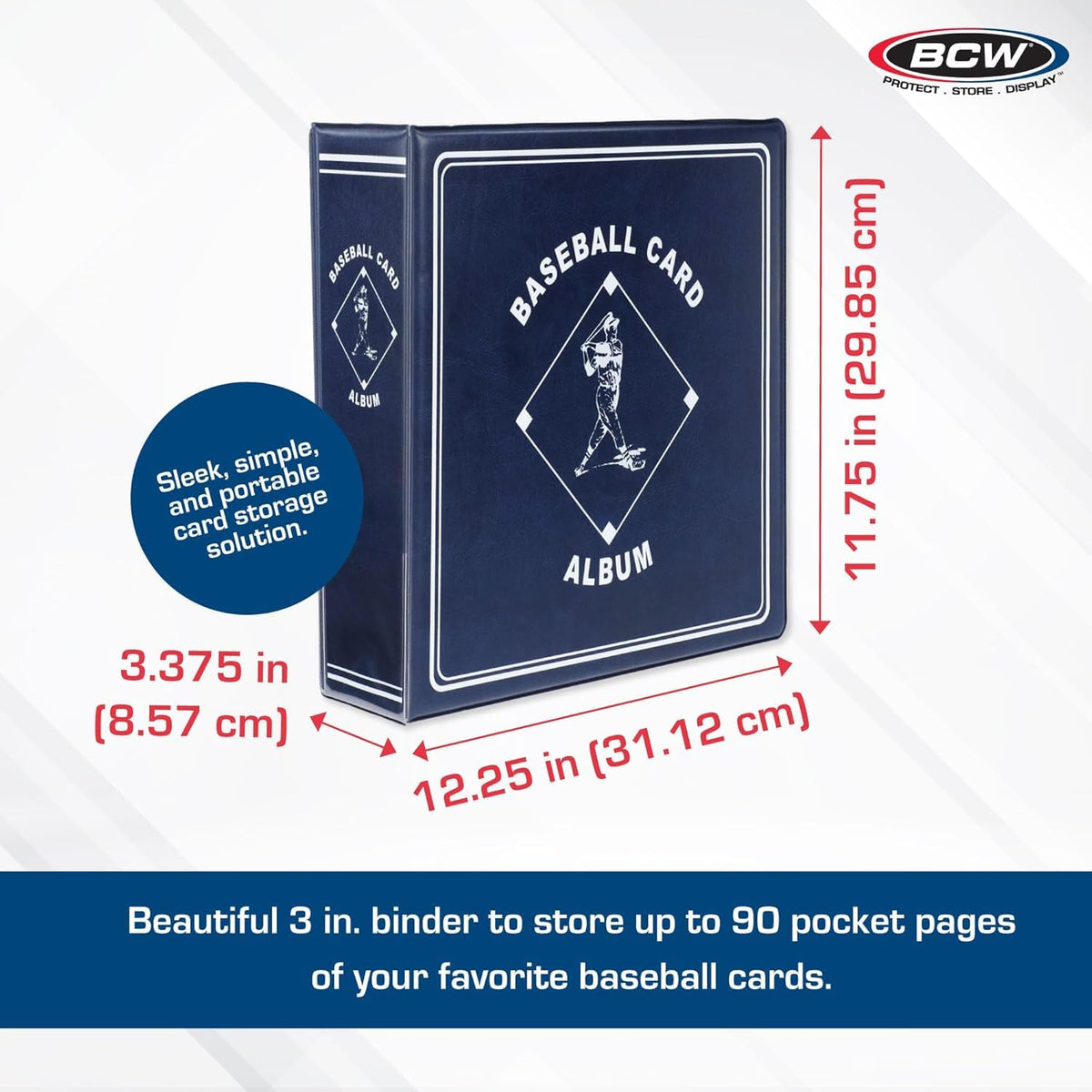 BCW blue open view shows organized pages ready for card display.