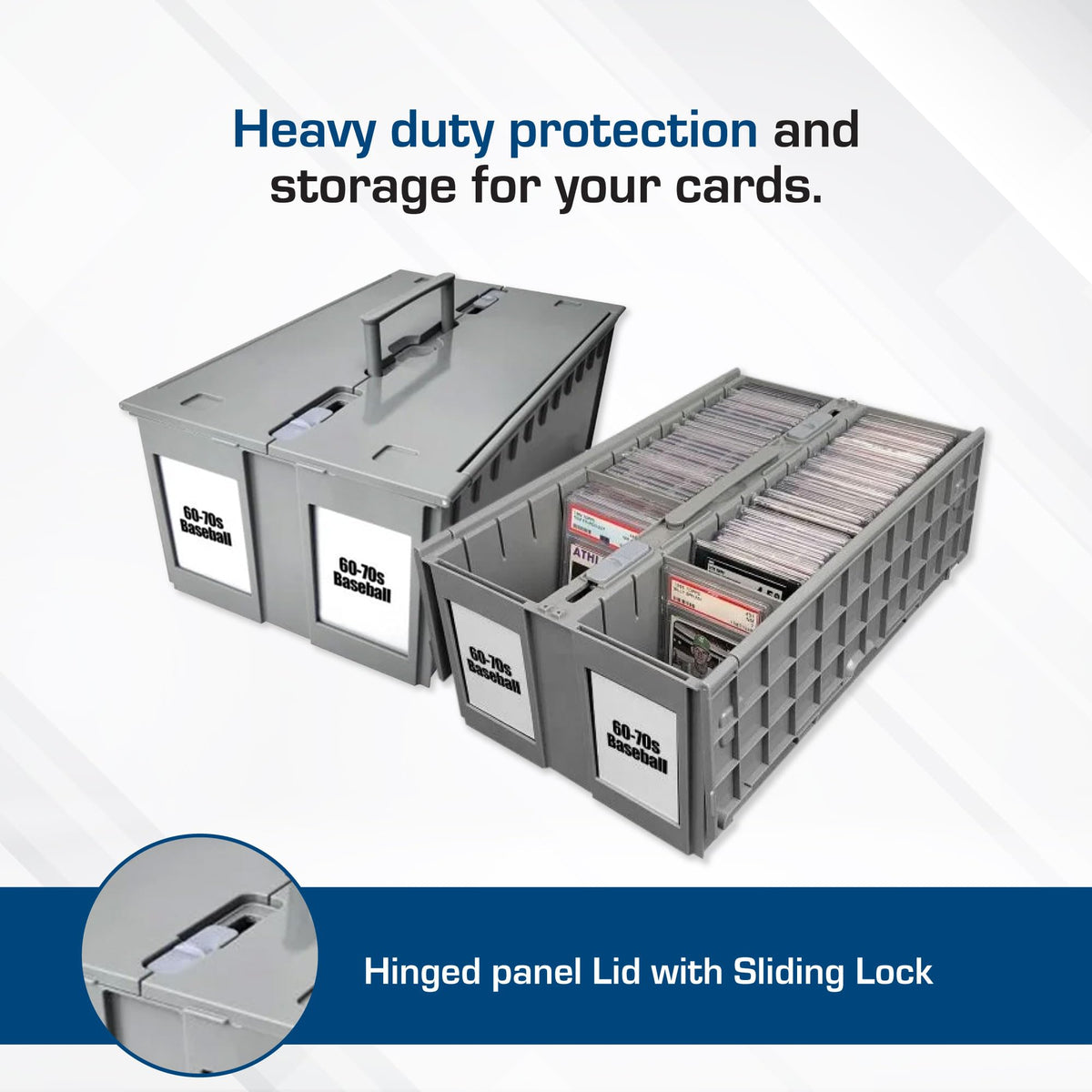 BCW card bin partitions visualize row organization for easy sorting by set or grade.