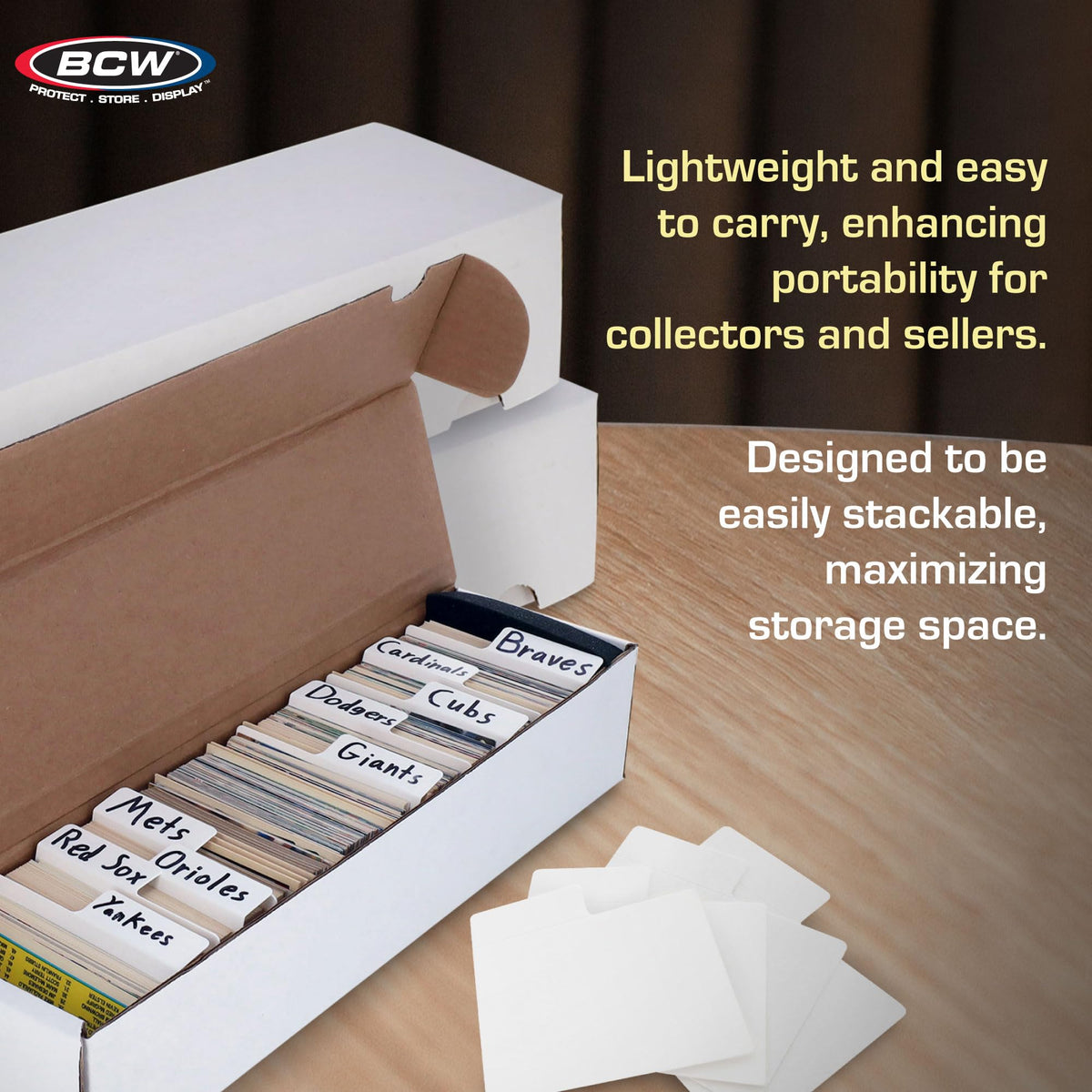 BCW six-box storage set shown in home or shop for tidy collections.