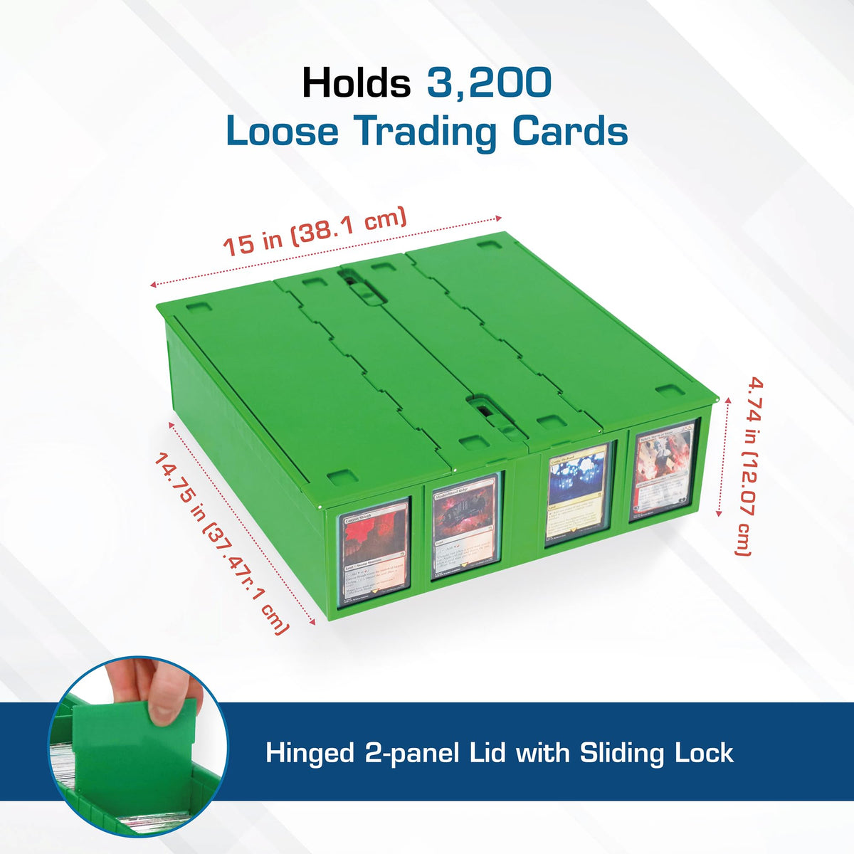 BCW green card bin showing 3200-card capacity for growing collections