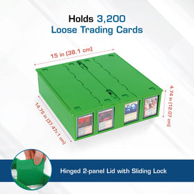 BCW green card bin showing 3200-card capacity for growing collections