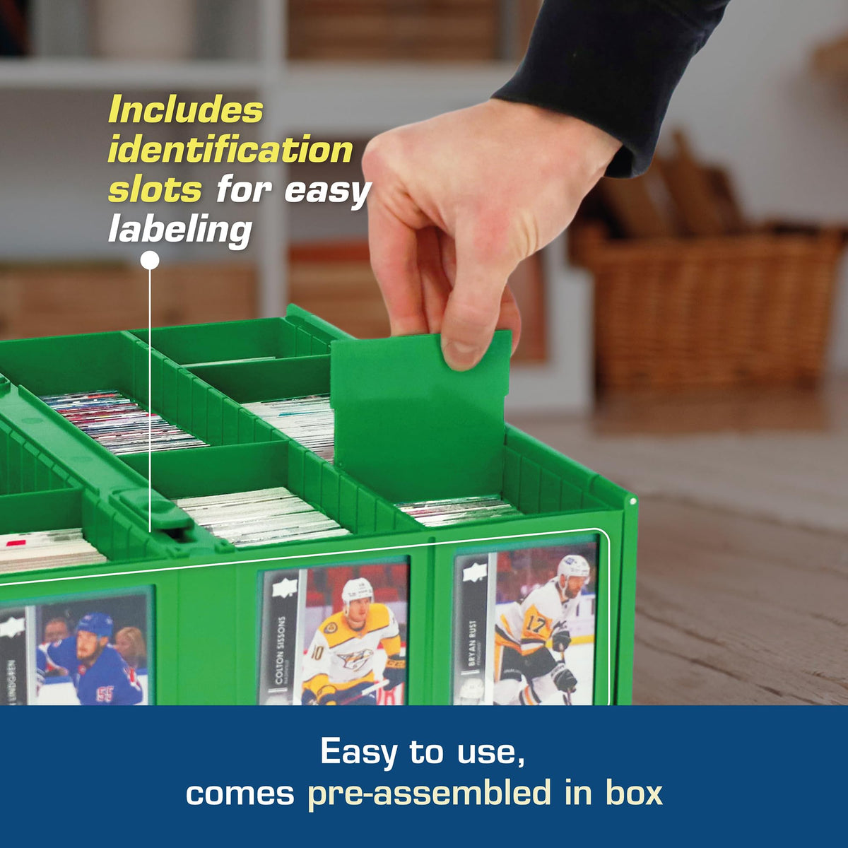 BCW green card bin with partitions for customizable organization