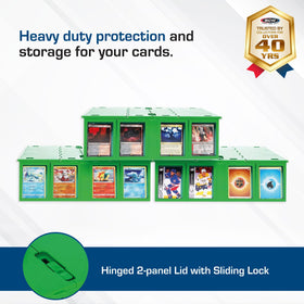 BCW green card bin with hinged lids for easy access and secure closure
