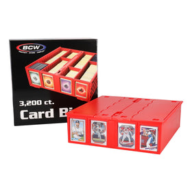 BCW Collectible Card Bin Red 3200-card capacity ideal for Pokémon, MTG, and sports collections.