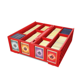 BCW Collectible Card Bin Red exterior shows durable plastic construction for long-term storage.