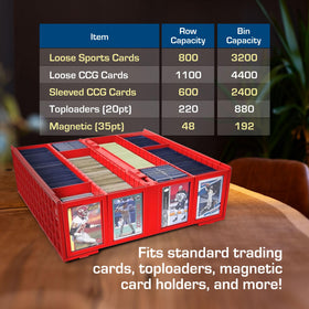 BCW Collectible Card Bin Red exterior slots for labeling row contents at a glance.