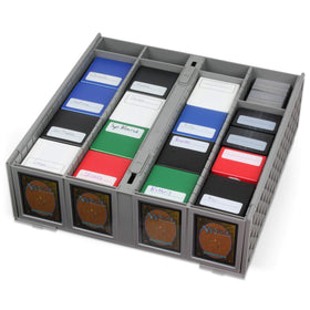BCW Collectible Card Bin in a gaming room demonstrates organized trading card storage.