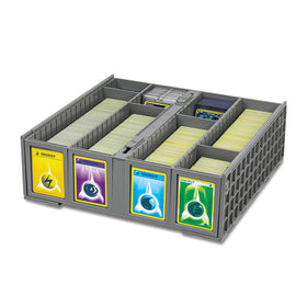 BCW Collectible Card Bin gray lid close-up shows durable construction for secure storage.