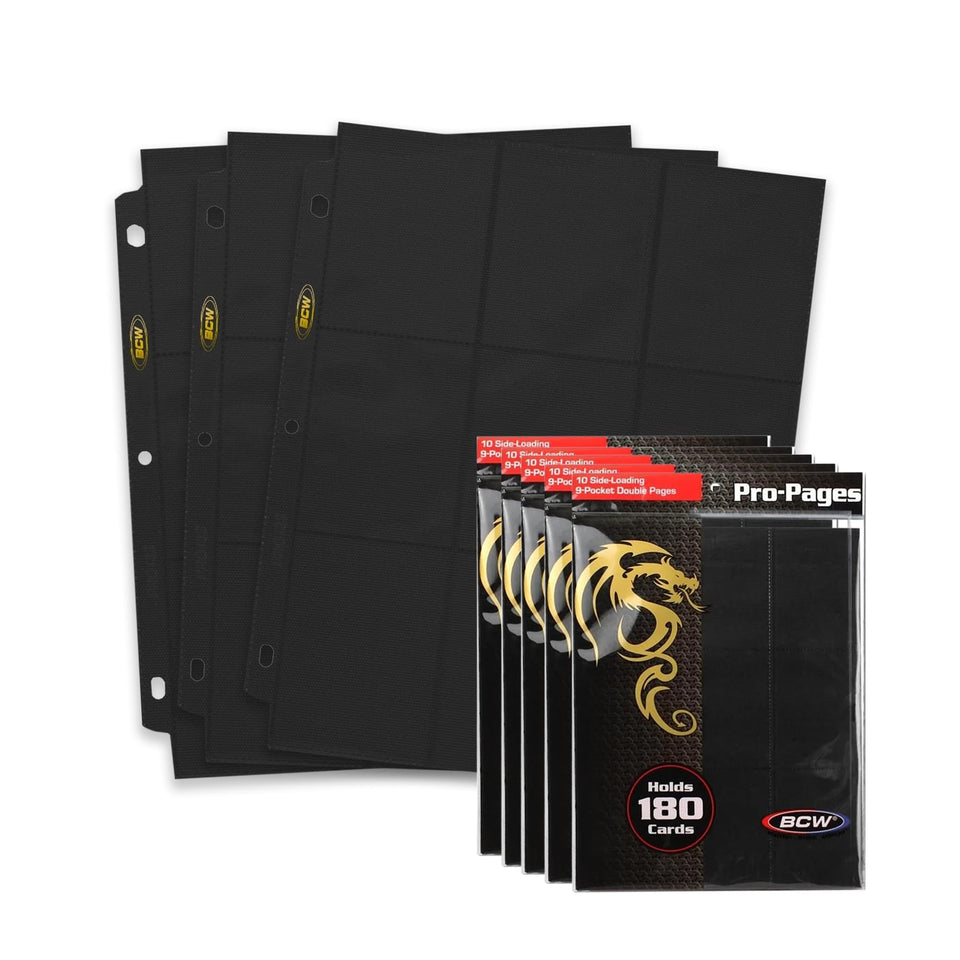 BCW double-sided 9-pocket pages cover displaying cards securely for easy viewing