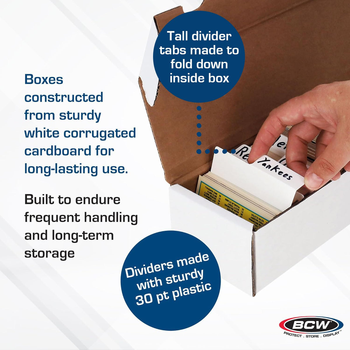 BCW heavy-duty corrugated construction keeps cards safe during transport.