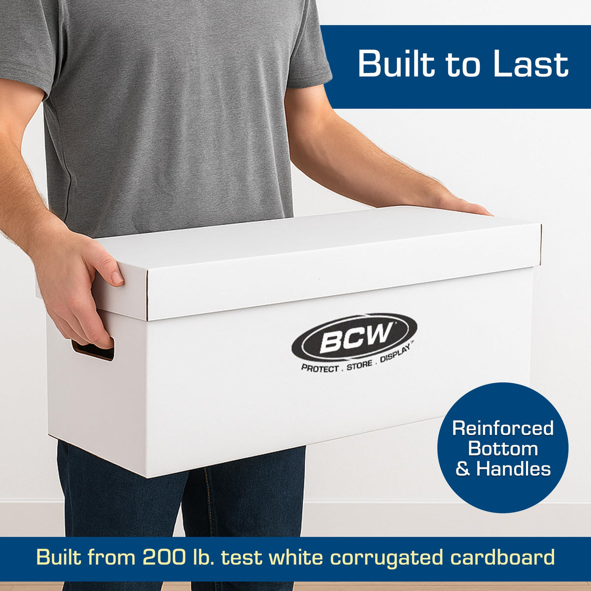 BCW long box reinforced handles and bottom enable safe transport
